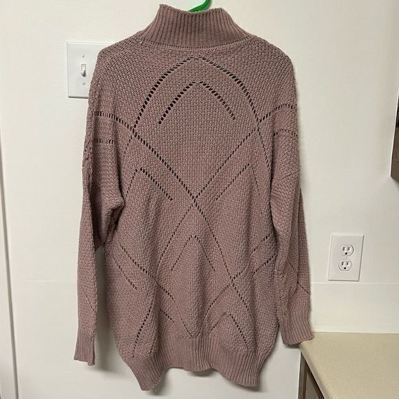 NWOT Women's Knitted Pullover Sweater Mock Neck‎ Long Sleeve Pink One Size - Picture 1 of 4